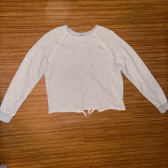 Abercrombie Grey/White Striped Sweatshirt - Picture 1 of 3